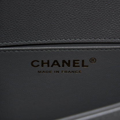 Chanel Small Boy Bag Caviar Grey GHW (Microchip)