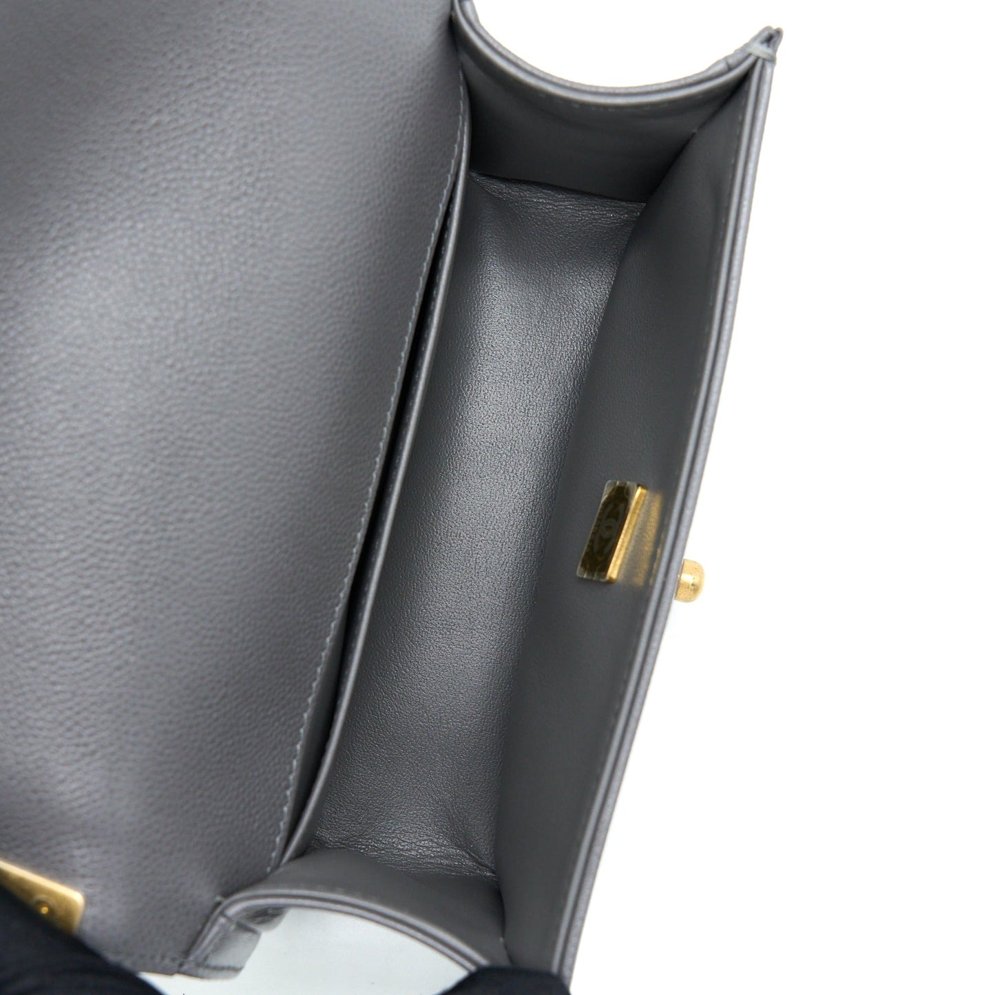 Chanel Small Boy Bag Caviar Grey GHW (Microchip)