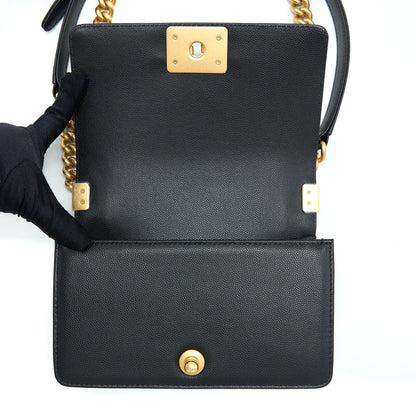 Chanel Small Boy Bag Caviar Black GHW (Microchip )