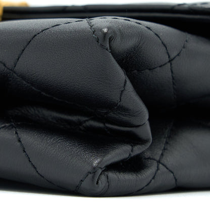 Chanel 22S Seasonal Flap Bag Calfskin Black Brushed GHW