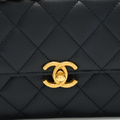 Chanel 22S Seasonal Flap Bag Calfskin Black Brushed GHW