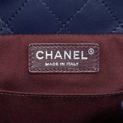 Chanel Quilted Backpack Navy Blue Ruthenium SHW