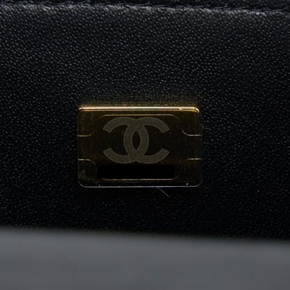 Chanel 22P lion charm Top Handle Mini Rectangular flap bag Lambskin Black LGHW (Microchip)