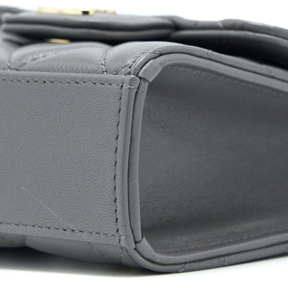 Chanel Mini Top Handle Flap Bag Lambskin Dark Grey LGHW