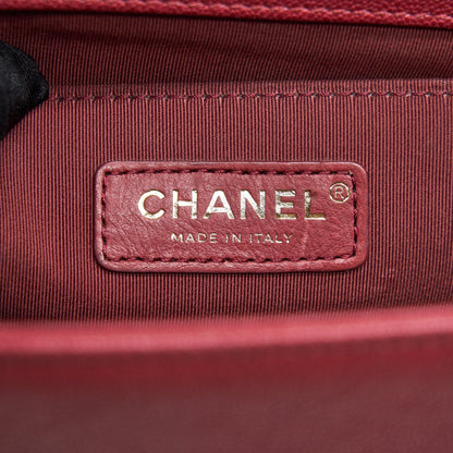 Chanel medium Boy Bag Caviar Raspberry Red brushed GHW