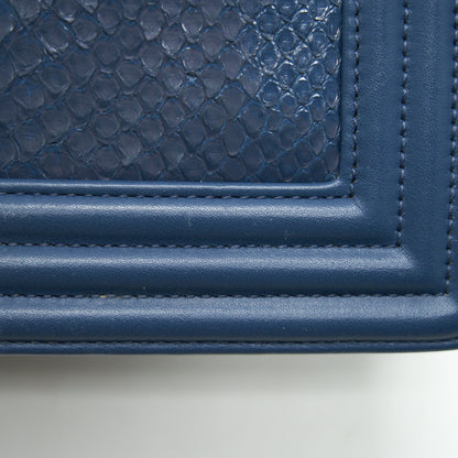 Chanel Medium Boy flap Bag Python Leather Blue LGHW