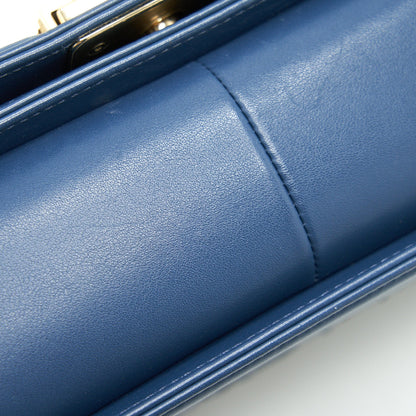 Chanel Medium Boy flap Bag Python Leather Blue LGHW