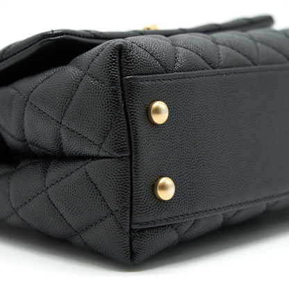 CHANEL MINI COCO HANDLE CAVIAR LEATHER WITH PYTHON HANDLE BLACK GHW