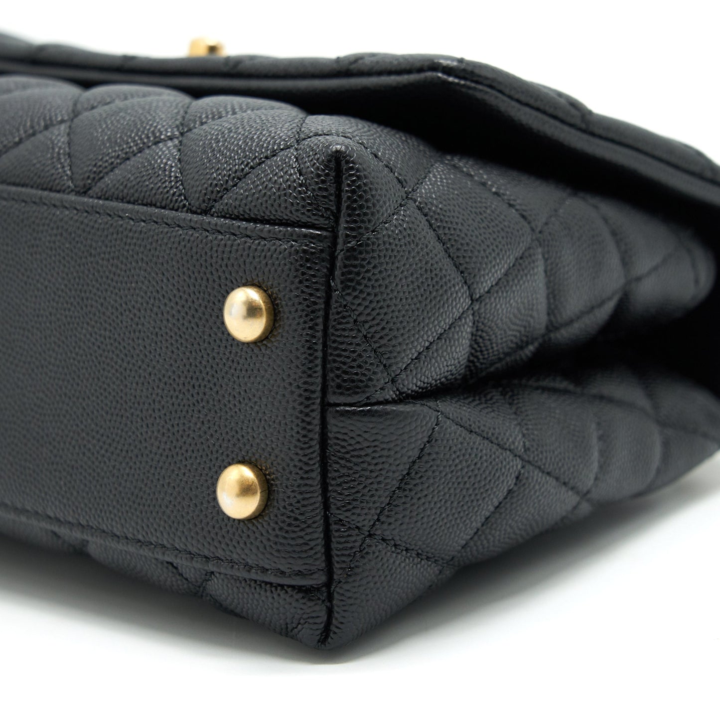 CHANEL MINI COCO HANDLE CAVIAR LEATHER WITH PYTHON HANDLE BLACK GHW