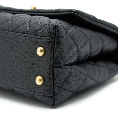 CHANEL MINI COCO HANDLE CAVIAR LEATHER WITH PYTHON HANDLE BLACK GHW