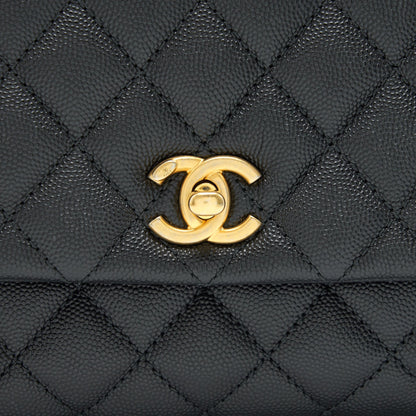 CHANEL MINI COCO HANDLE CAVIAR LEATHER WITH PYTHON HANDLE BLACK GHW