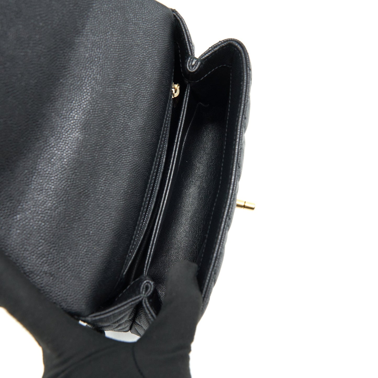 CHANEL MINI COCO HANDLE CAVIAR LEATHER WITH PYTHON HANDLE BLACK GHW