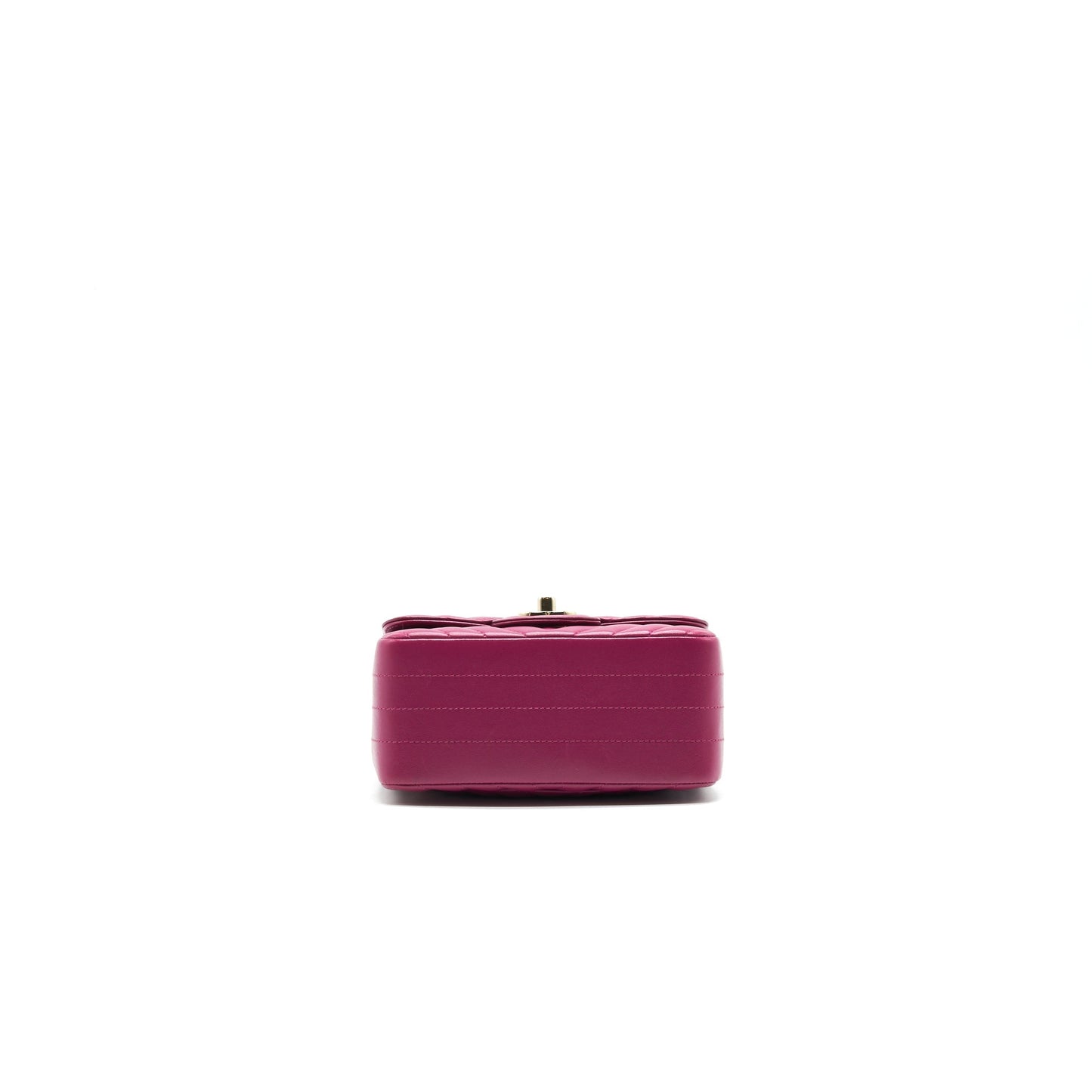 CHANEL MINI SQUARE CHEVRON RASPBERRY RED LAMBSKIN GHW