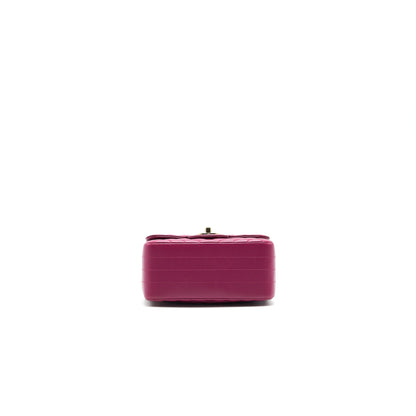 CHANEL MINI SQUARE CHEVRON RASPBERRY RED LAMBSKIN GHW
