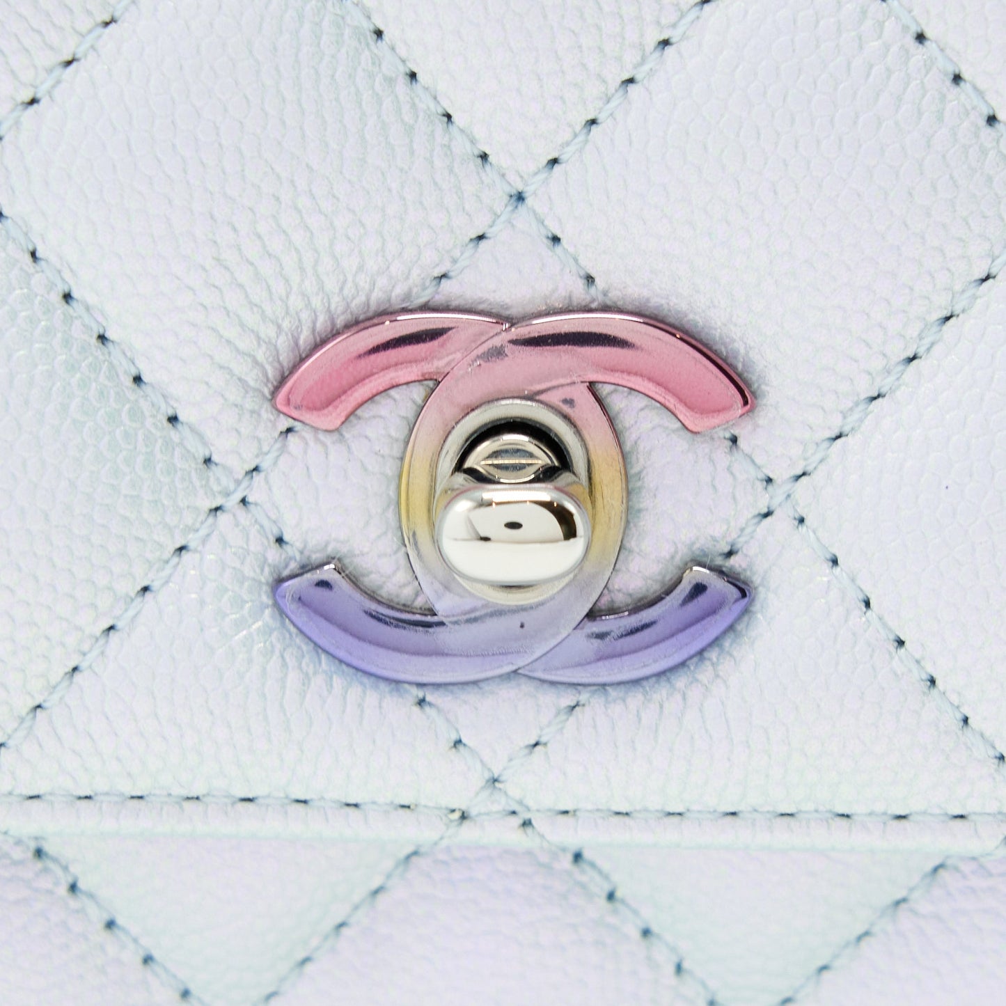Chanel Small Coco Handle ombr Iridescent light Blue Multicolour Hardware (Microchip)