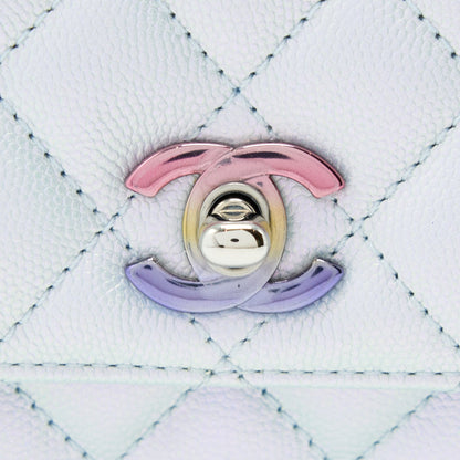 Chanel Small Coco Handle ombr Iridescent light Blue Multicolour Hardware (Microchip)