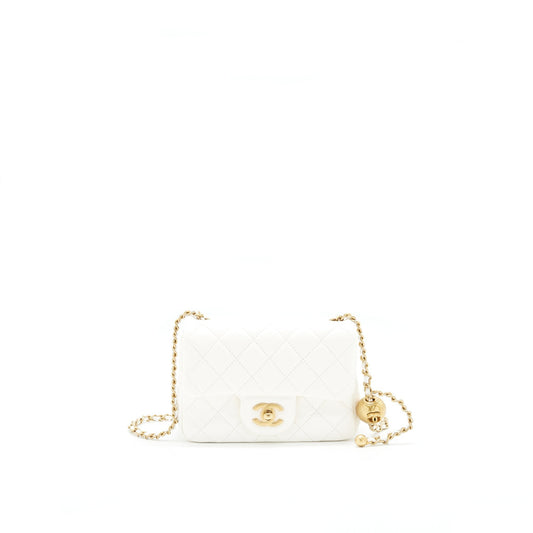 Chanel 21B pearl crush Mini Square flap Bag White GHW