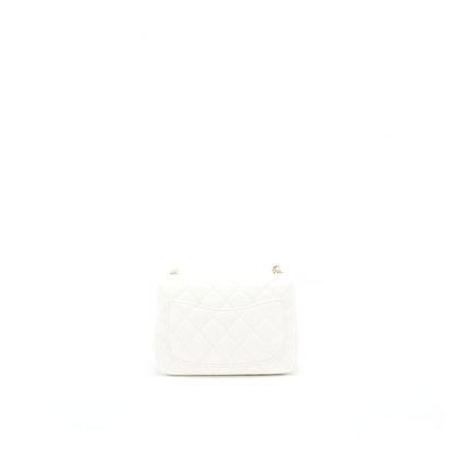 Chanel 21B Pearl Crush Square mini flap Bag Lambskin White GHW