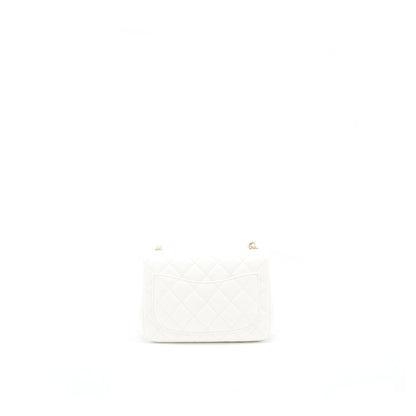 Chanel 21B pearl crush Mini Square flap Bag White GHW