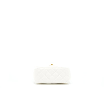 Chanel 21B pearl crush Mini Square flap Bag White GHW