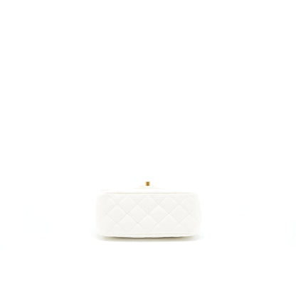 Chanel 21B Pearl Crush Square mini flap Bag White GHW