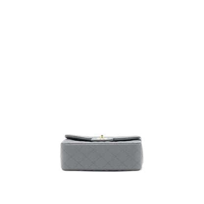 Chanel 22A Mini Rectangular Flap Bag Lambskin Grey LGHW (Microchip).