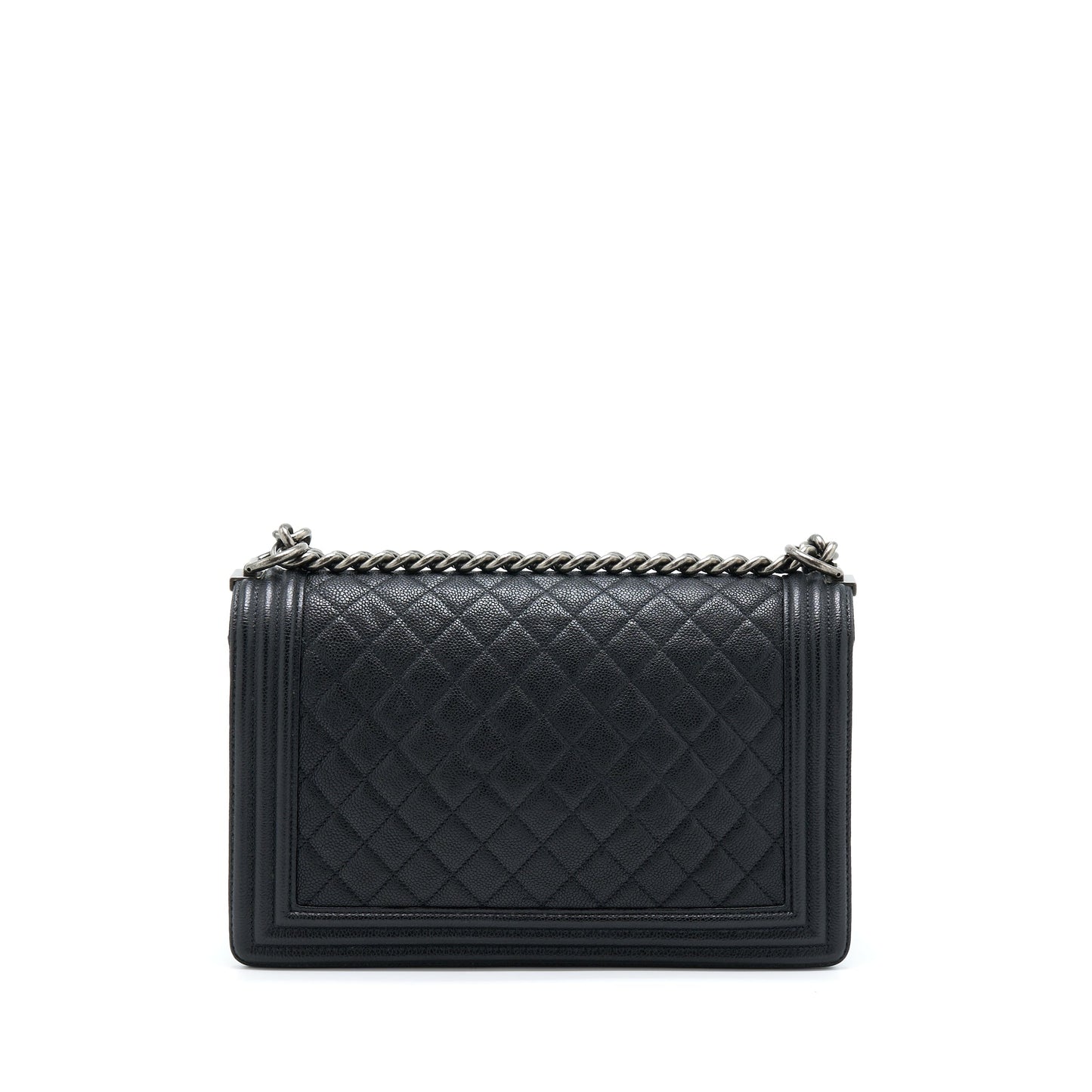 Chanel New Medium 28cm Boy Bag Caviar Black Ruthenium SHW