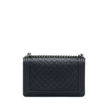 Chanel New Medium 28cm Boy Bag Caviar Black Ruthenium SHW
