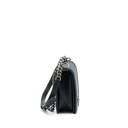 Chanel New Medium 28cm Boy Bag Caviar Black Ruthenium SHW