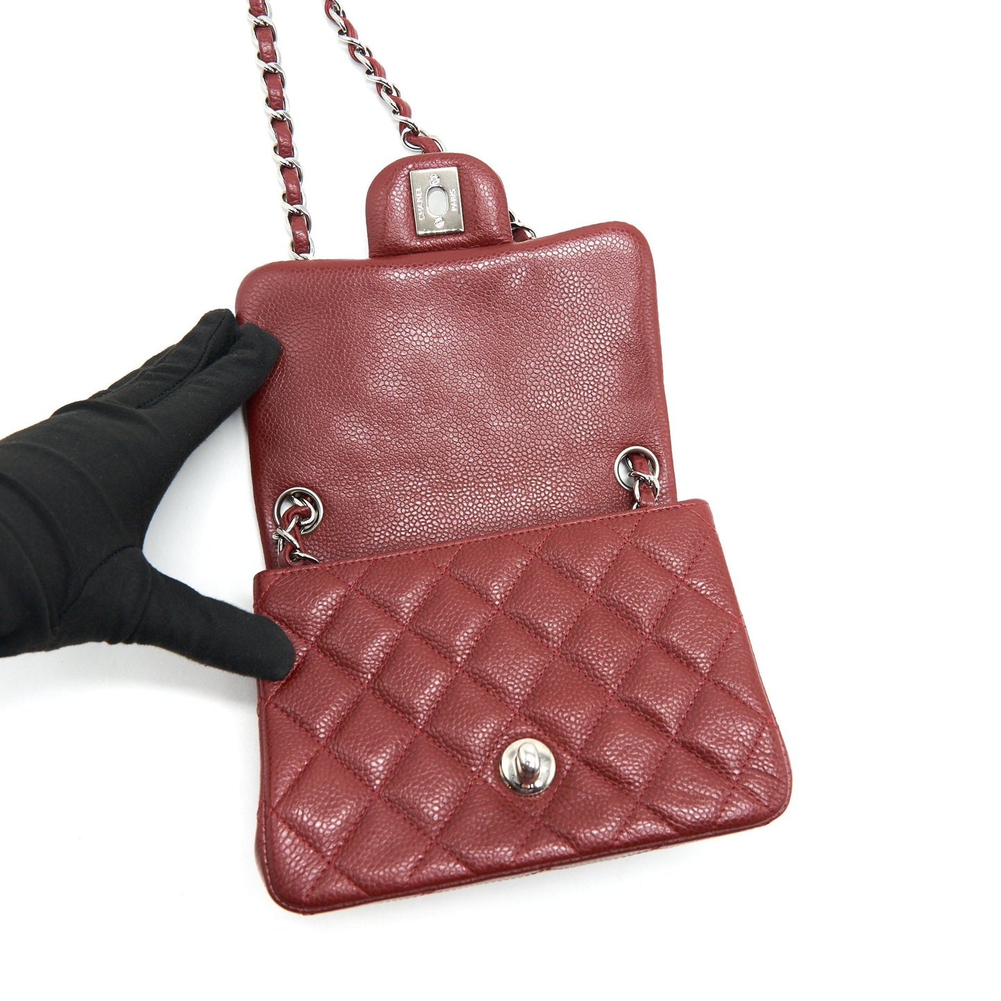CHANEL MINI SQUARE CARVIAR RED SHW