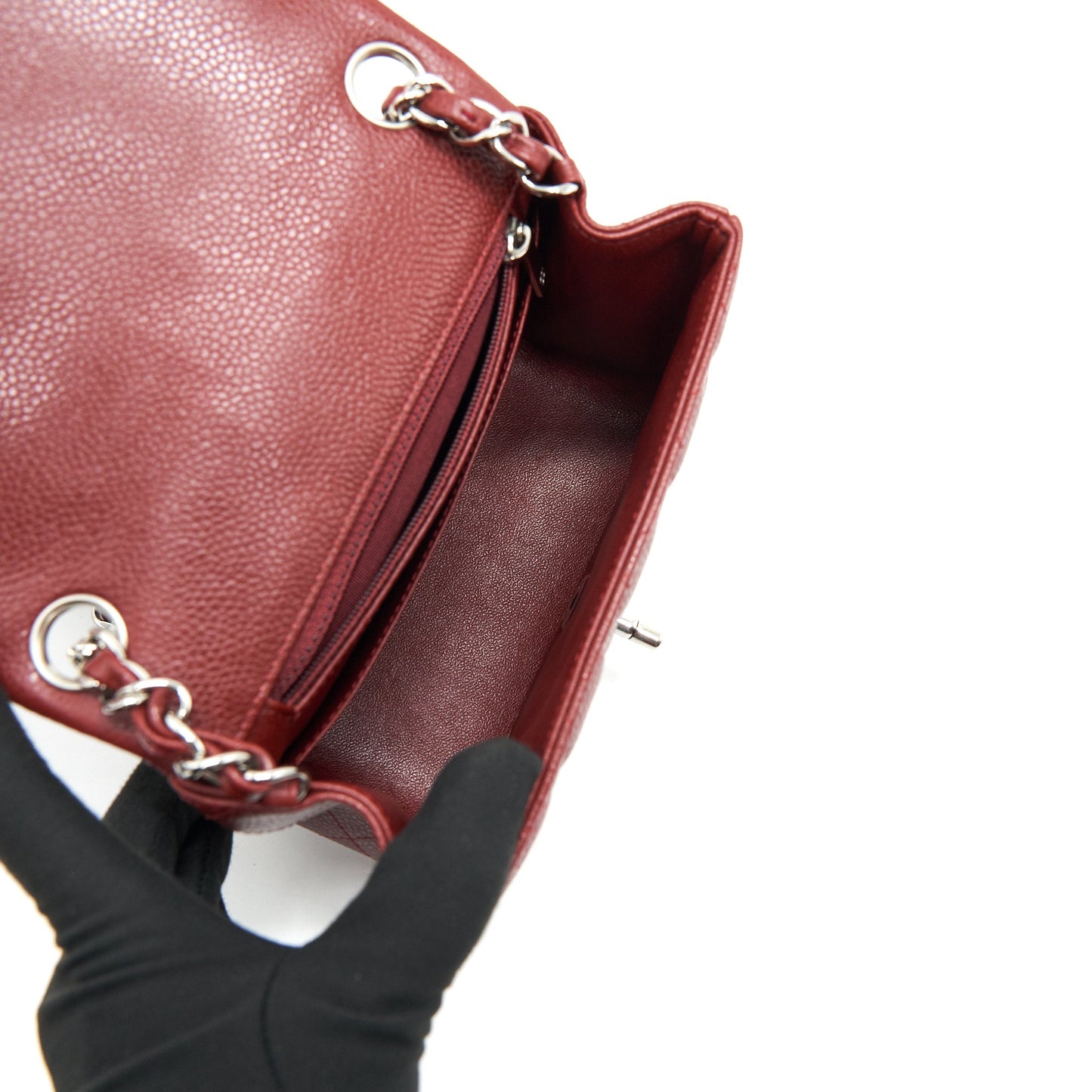 CHANEL MINI SQUARE CARVIAR RED SHW