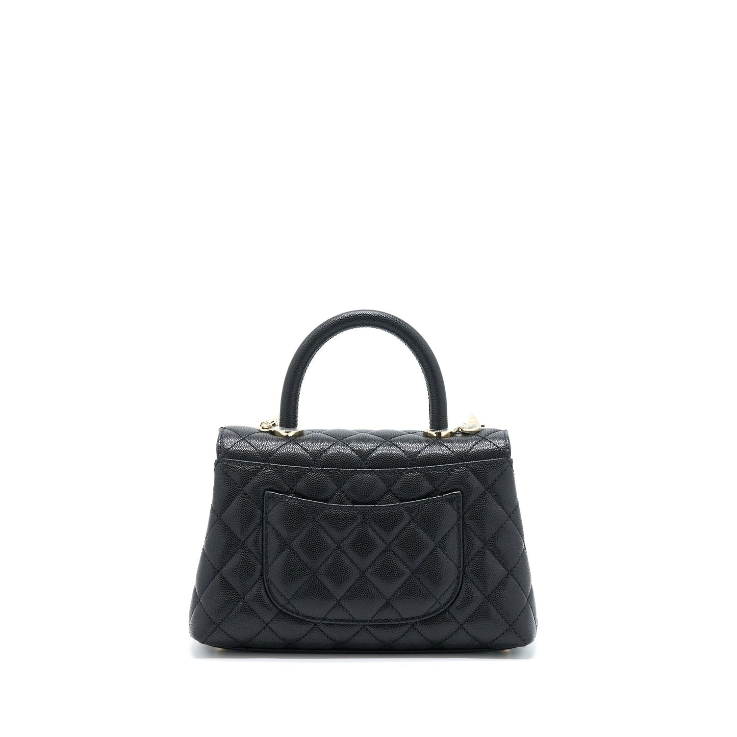 Chanel Small Coco Handle Caviar Black LGHW (Microchip)