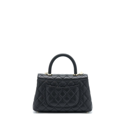 Chanel Small Coco Handle Caviar Black LGHW (Microchip)