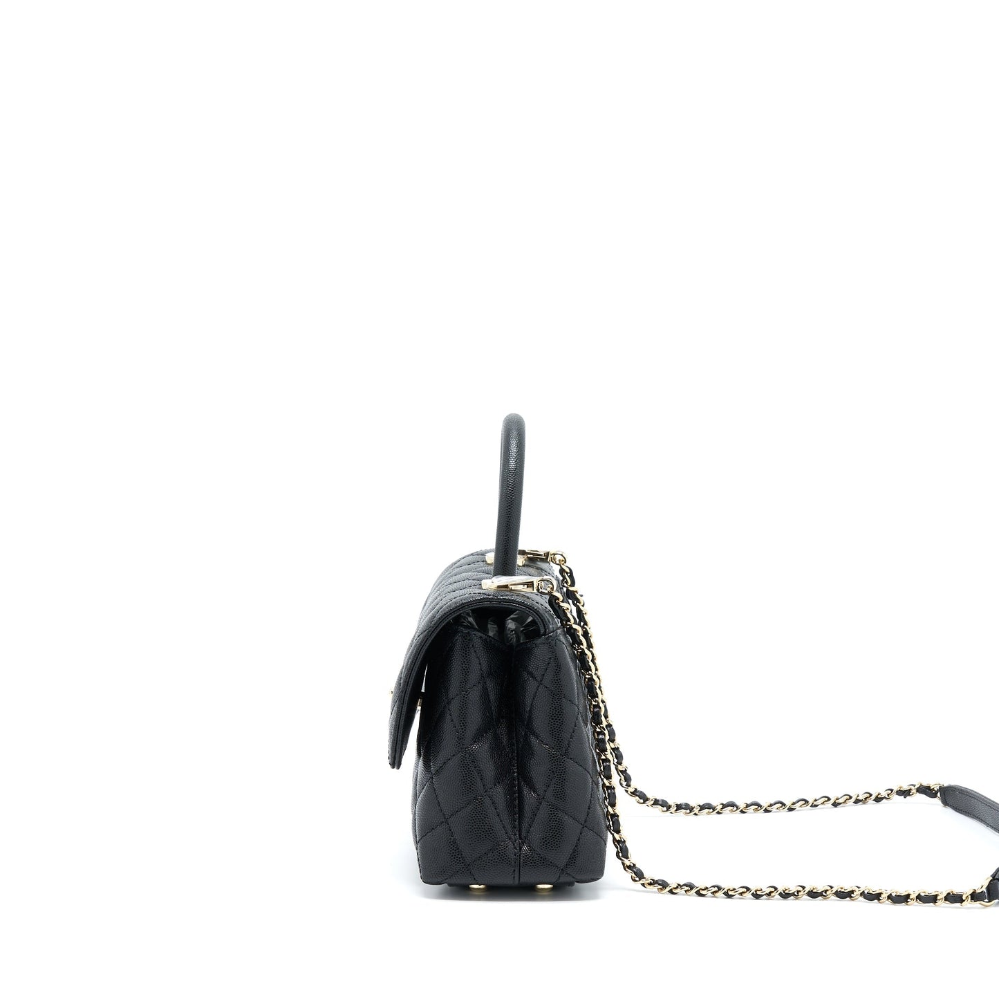 Chanel Small Coco Handle Caviar Black LGHW (Microchip)