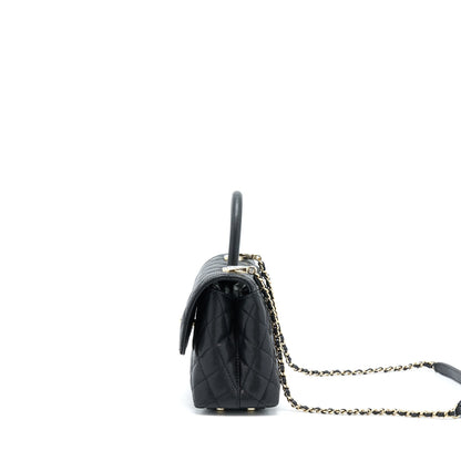 Chanel Small Coco Handle Caviar Black LGHW (Microchip)