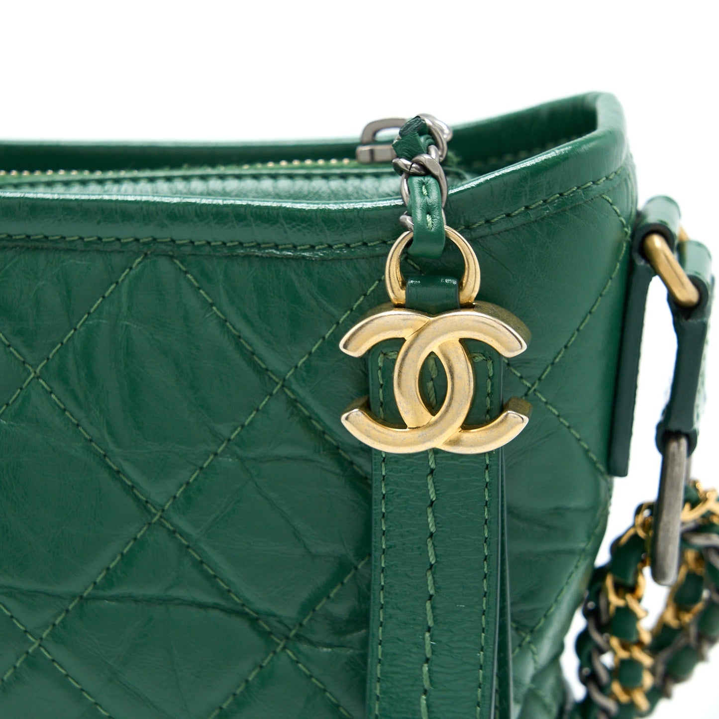 Chanel Small Gabrielle Hobo Bag Green Multicolour Hardware