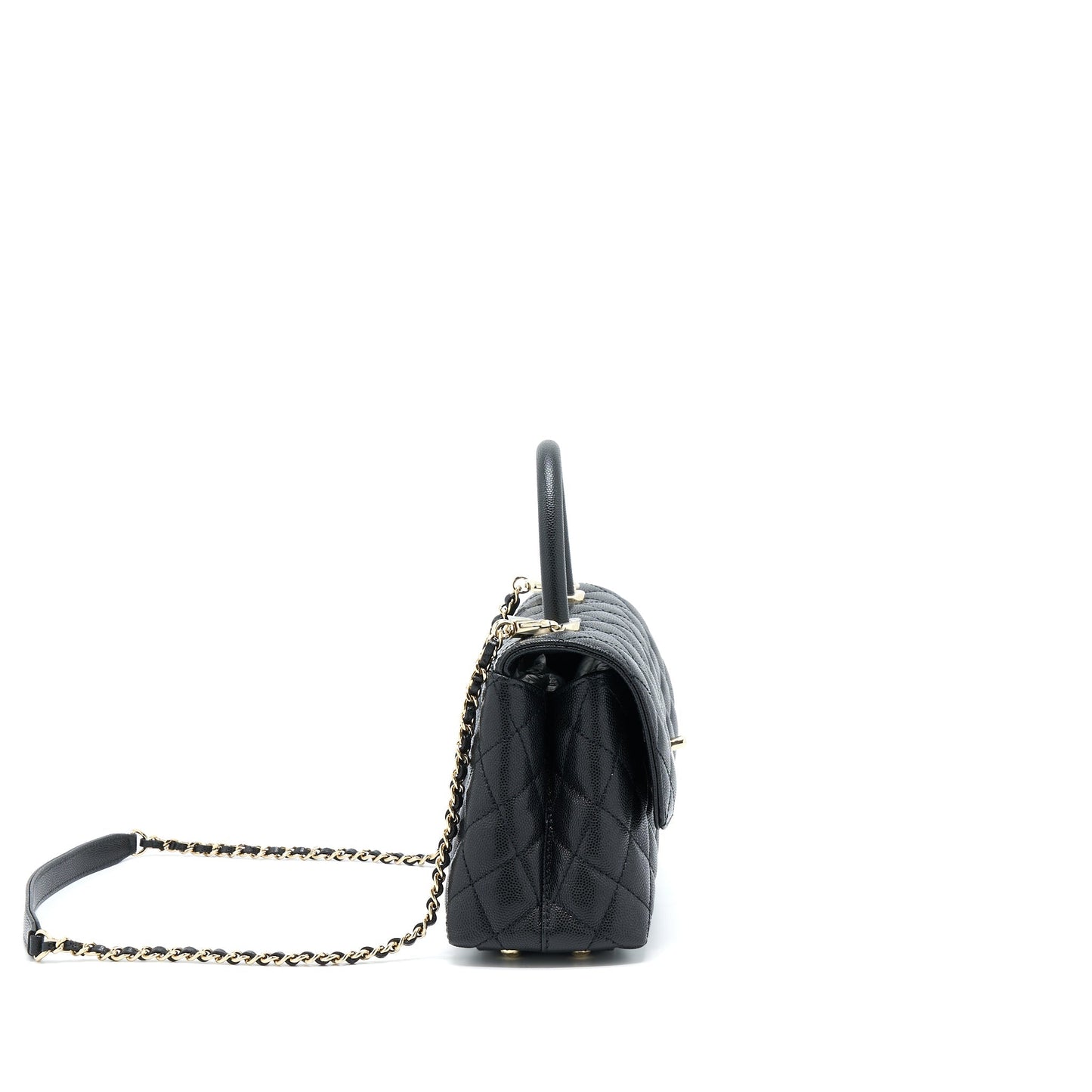 Chanel Small Coco Handle Caviar Black LGHW (Microchip)