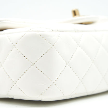 CHANEL PEARL CRUSH RECTANGULAR MINI FLAP BAG WHITE