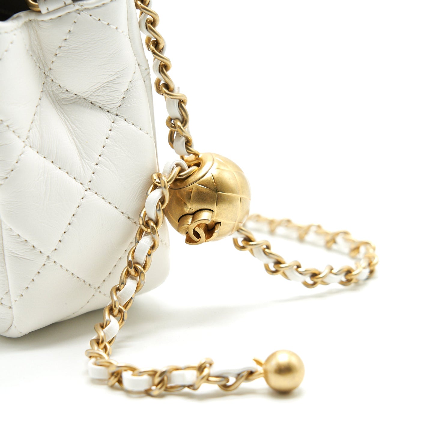 CHANEL PEARL CRUSH RECTANGULAR MINI FLAP BAG WHITE