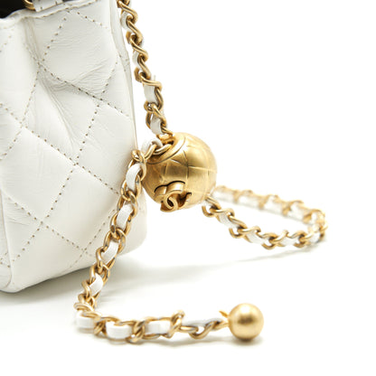 CHANEL PEARL CRUSH RECTANGULAR MINI FLAP BAG WHITE