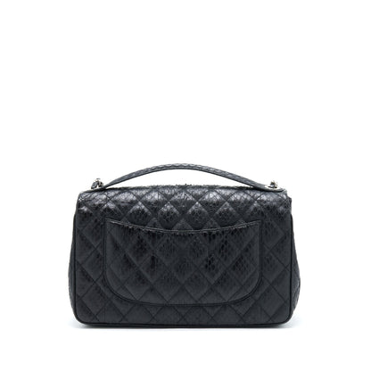 Chanel Top Handle Flap Bag Python Black SHW