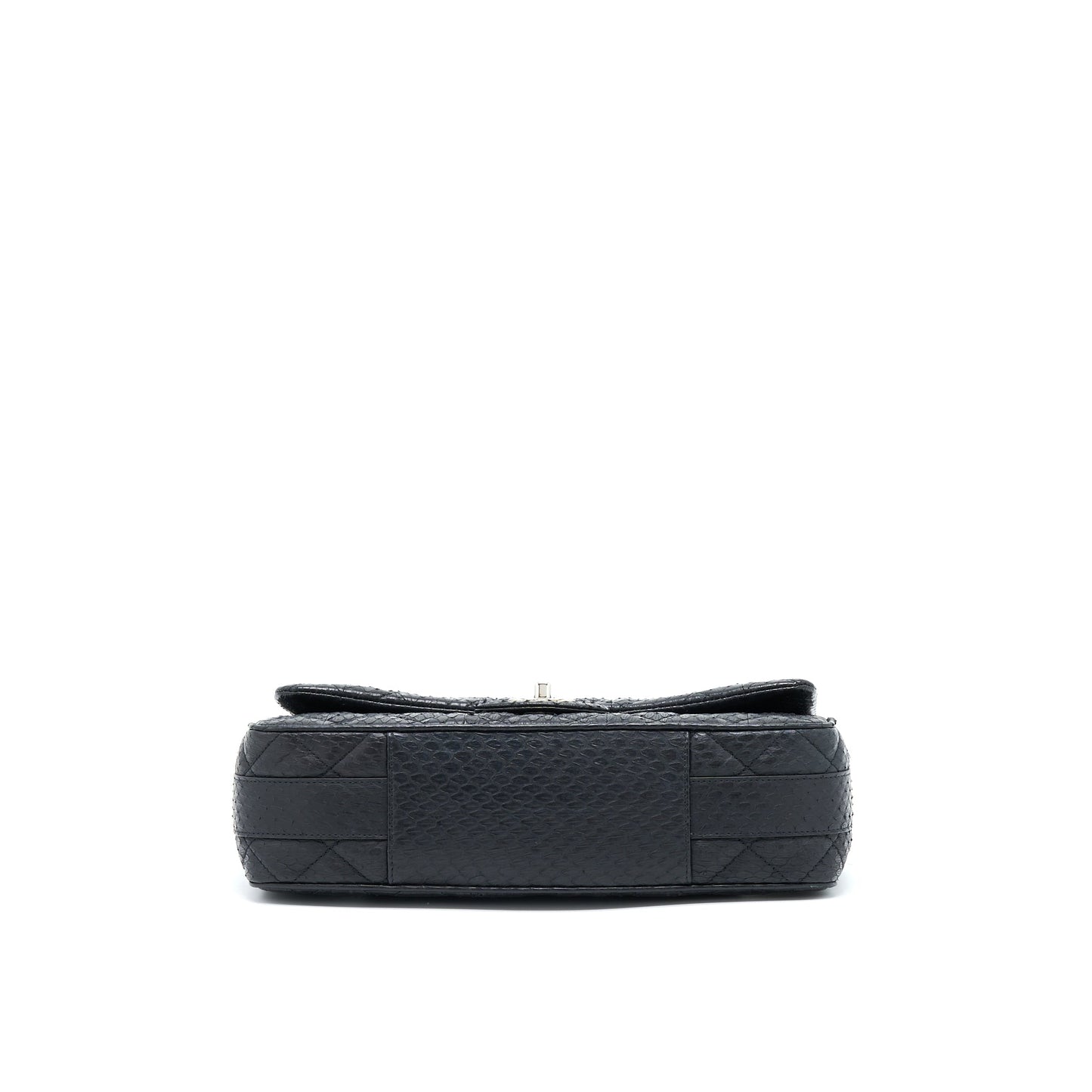 Chanel Top Handle Flap Bag Python Black SHW