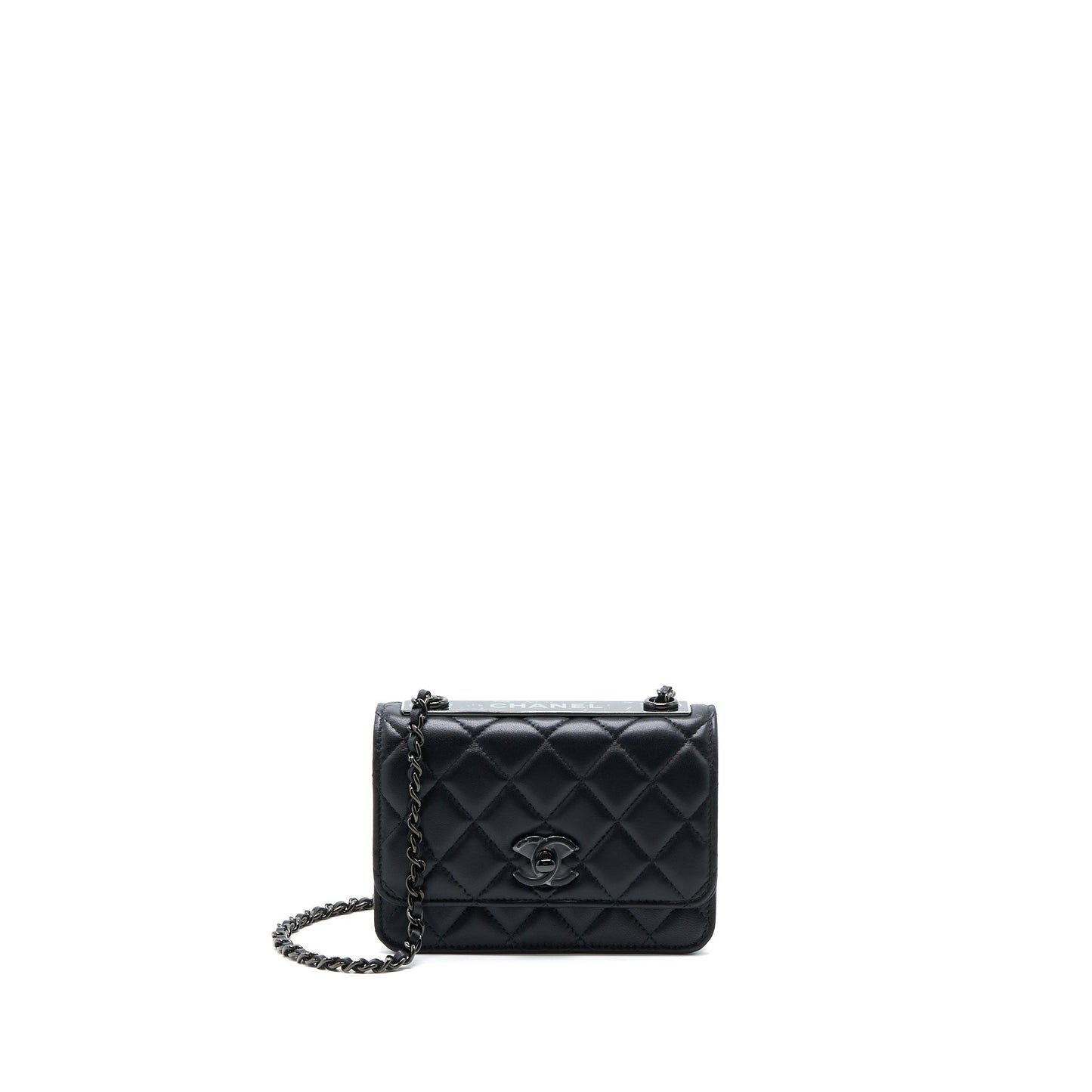Chanel Square Trendy CC Wallet On Chain Lambskin So Black