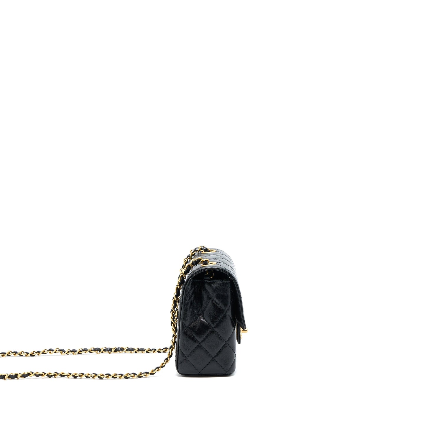 Chanel 22K Retro Classic New Square Mini Flap Bag Goatskin Black GHW (Microchip)