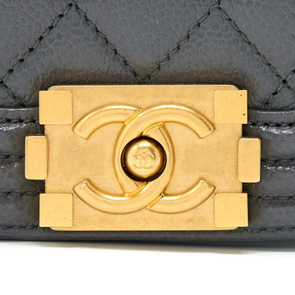 Chanel 22A Boy Messenger Bag Caviar Grey GHW (Microchip)