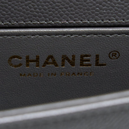 Chanel 22A Boy Messenger Bag Caviar Grey GHW (Microchip)