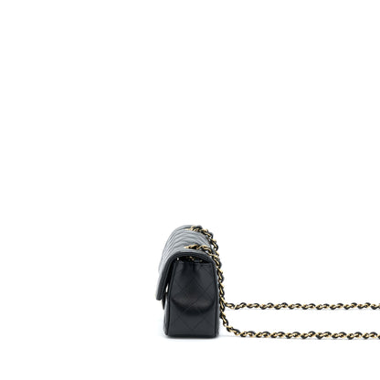 Chanel Mini Rectangular Lambskin Black LGHW(Microchip)