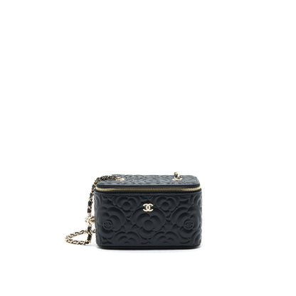 Chanel Camellia Long vanity with chains lambskin black LGHW
