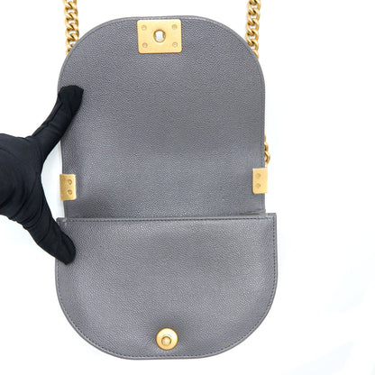 Chanel 22A Boy Messenger Bag Caviar Grey GHW (Microchip)