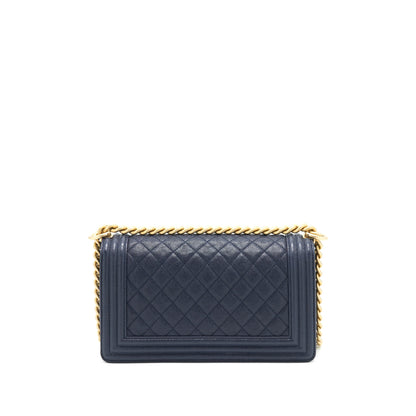 Chanel Medium Boy Grained Navy Calfskin Brushed GHW